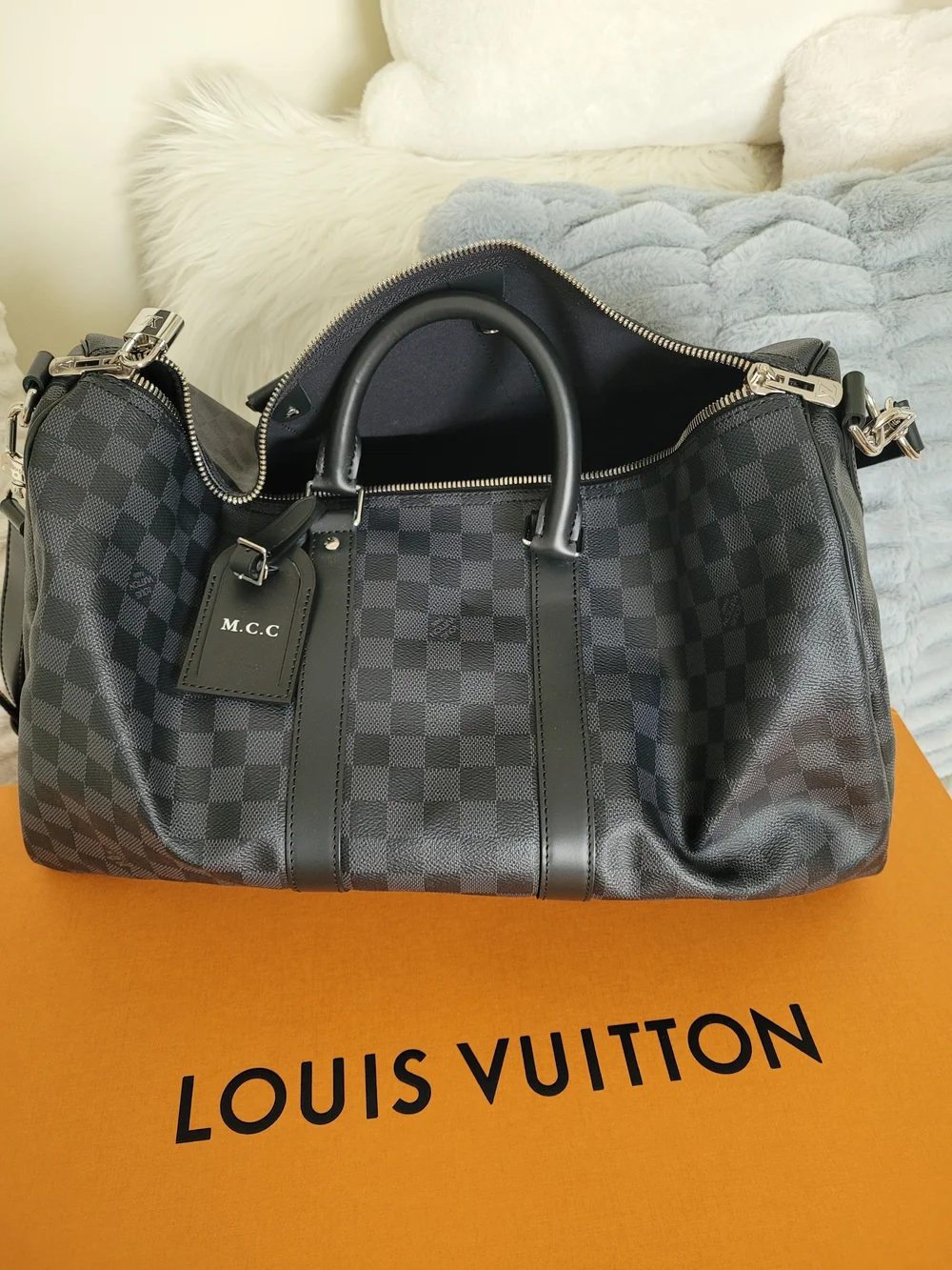 Louis Vuitton Men's Black Damier Keepall 45 Duffel Bag